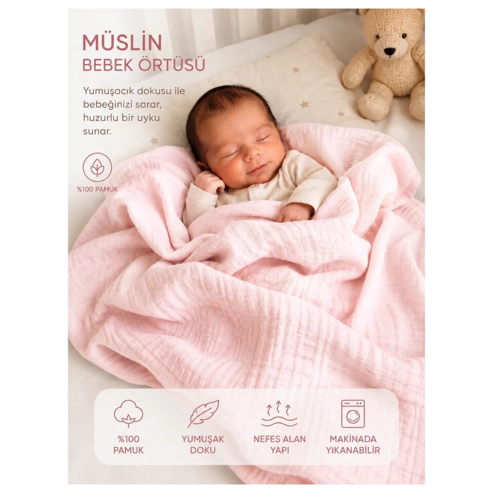 Dery Collection Müslin Bebek Örtüsü %100 pamuk