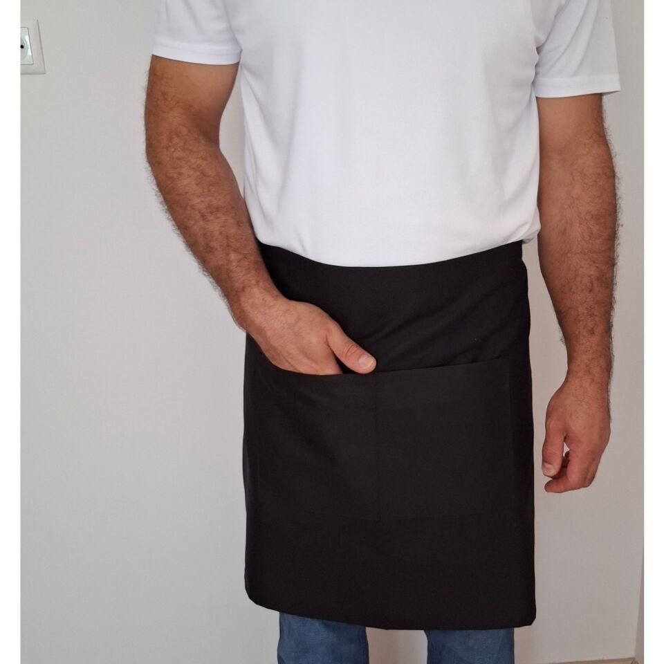Dery Collection Yarım garson Mutfak Önlüğü 50x70 Siyah Leke ve Sıvı İtici Kumaş
