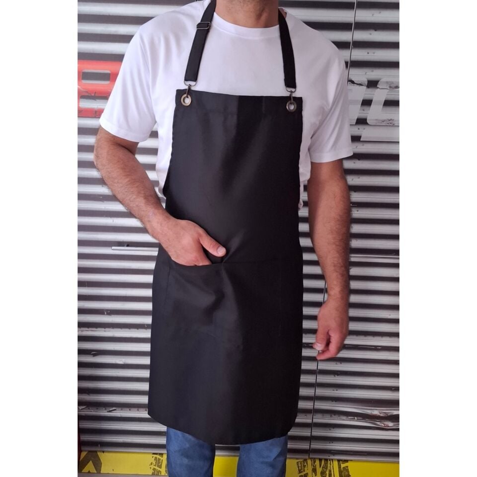 Siyah Şef Mutfak Önlüğü  70 x 80 Leke Tutmayan Sıvı Itici Kumaş